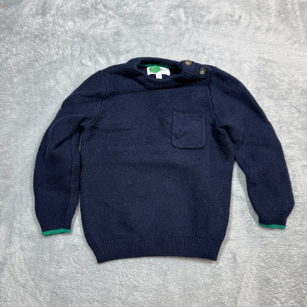 Boden Knit Sweater Kids 4-5Y Navy Blue Wool Alpaca Blend Pocket Pullover